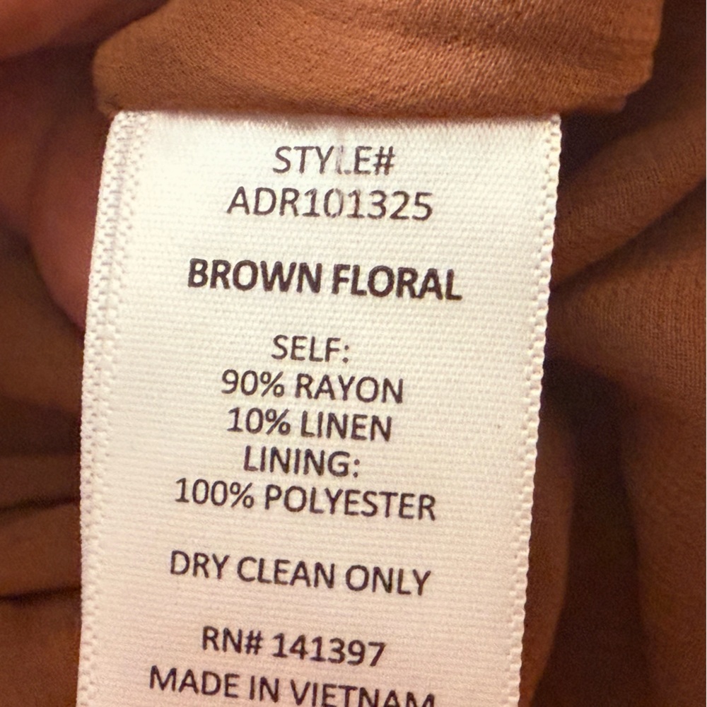 Astr Floral Puff Sleeve Maxi Dress - Pink and Brown Sz L Front Cutout Coquette - Picture 14 of 15
